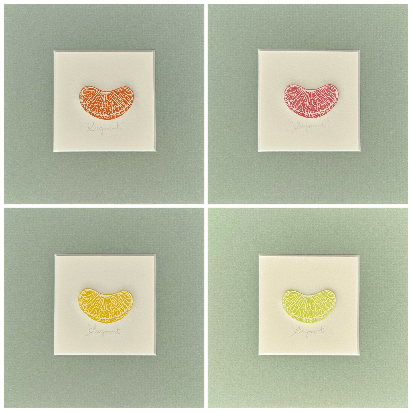 Segment (Mini Mounted Print) - Original Handmade Linocut Print