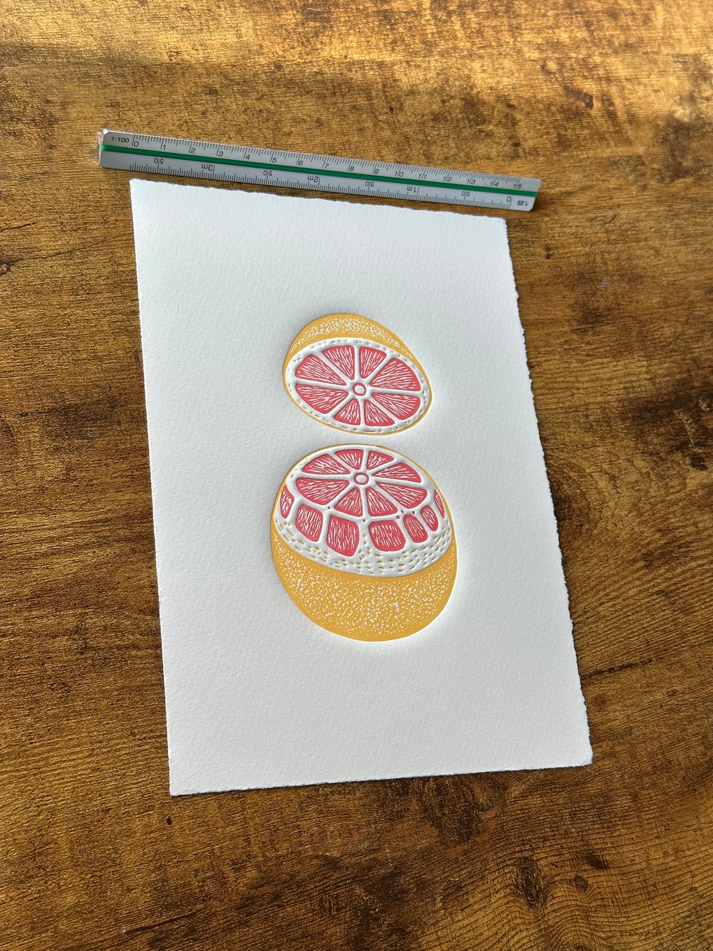 Grapefruit - Original Handmade Linocut Print