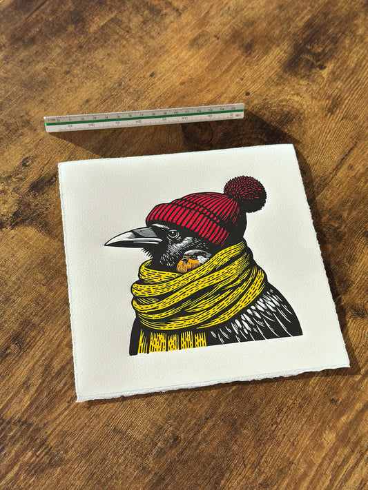 Robin & Raven - Original Handmade Linocut Print