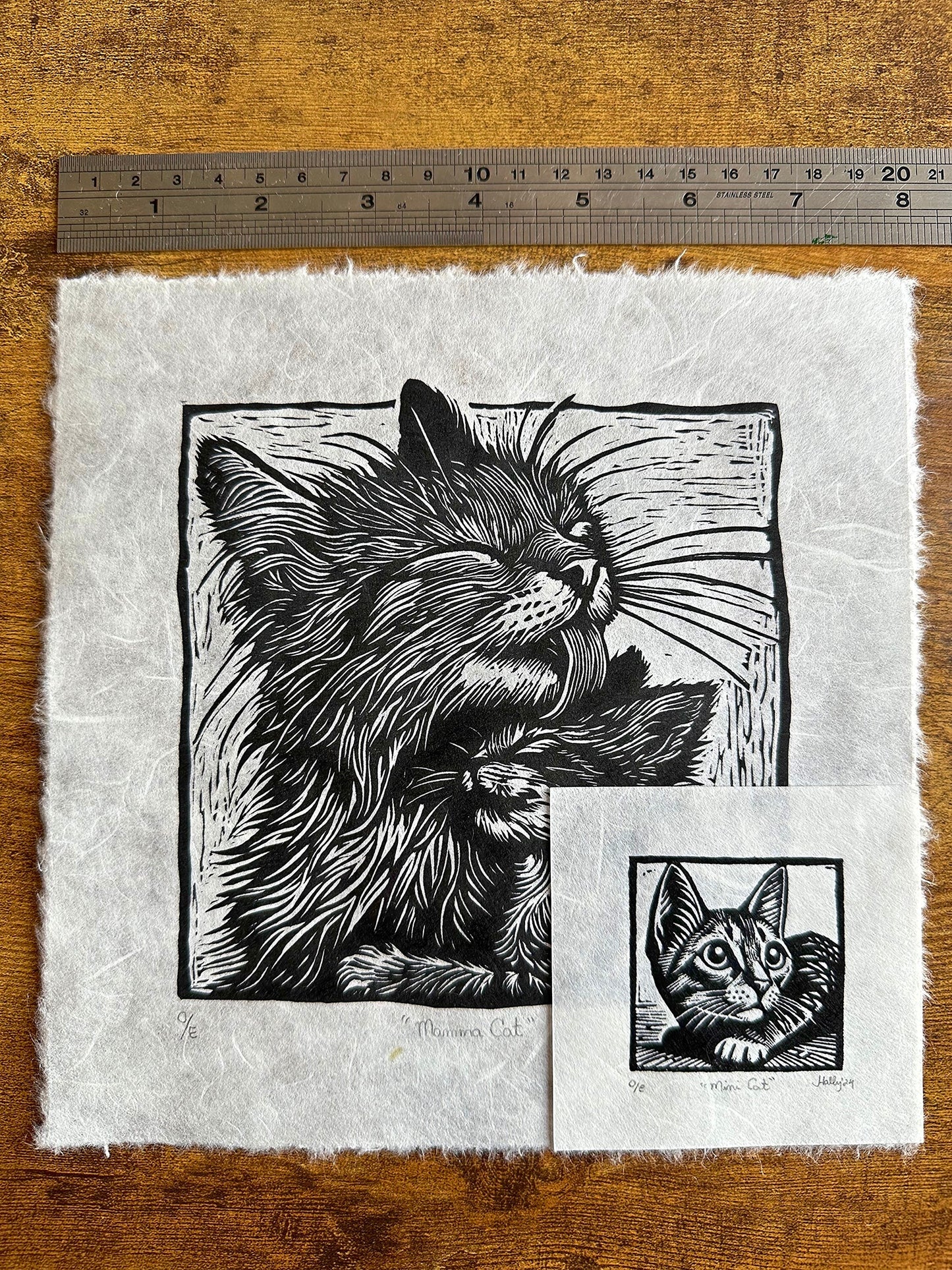 Mamma Cat - Original Handmade Linocut Print